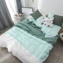 Minimalist all-cotton washed cotton four sets of embroidery splicing naked sleeping fresh pure cotton quilt cover bed linen bed Hat Bedding