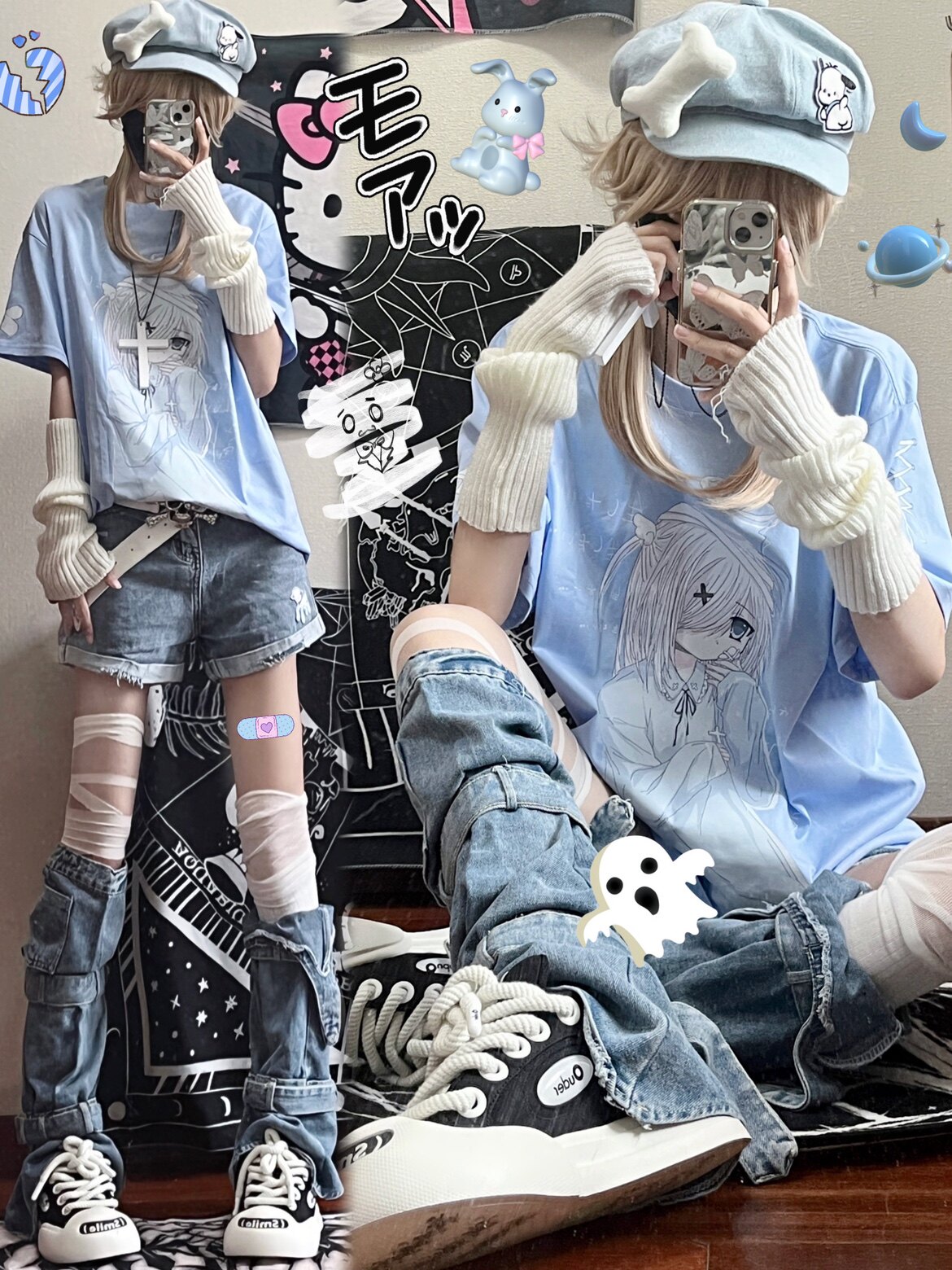 Original Cotton Anime-Style Short-Sleeve T-Shirt for Men and Women, featuring a soft, otaku-inspired, and subculture aesthetic.