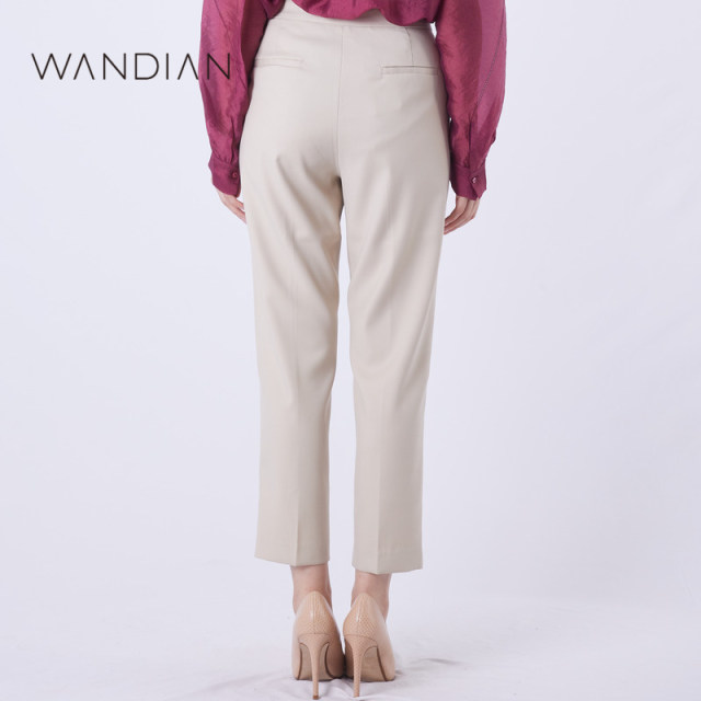 Wandian apricot trousers ງ່າຍດາຍພາກຮຽນ spring ໃຫມ່ຂອງແມ່ຍິງ sheep wool pants pencil ຂະຫນາດນ້ອຍ 1223P24SJ3D