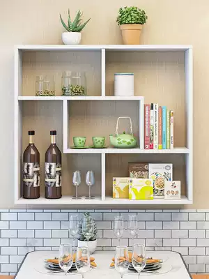 Bookshelf wall shelf non-perforated living room creative wall-mounted hanging cabinet bedroom decoration partition storage layer shelf