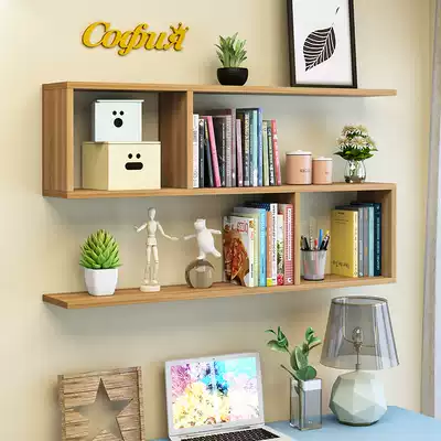 Bookshelf wall shelf wall hanging cabinet non-punching storage cabinet bedroom wall creative decoration shelf