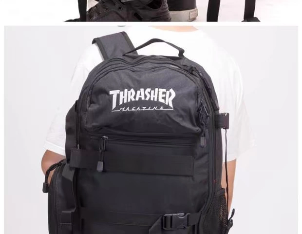 THRASHER gói ba lô thời trang trượt ván phong cách Harajuku du lịch ngoài trời máy tính xách tay cặp sinh viên cuốn sách ba lô - Ba lô