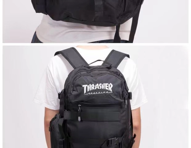 THRASHER gói ba lô thời trang trượt ván phong cách Harajuku du lịch ngoài trời máy tính xách tay cặp sinh viên cuốn sách ba lô - Ba lô