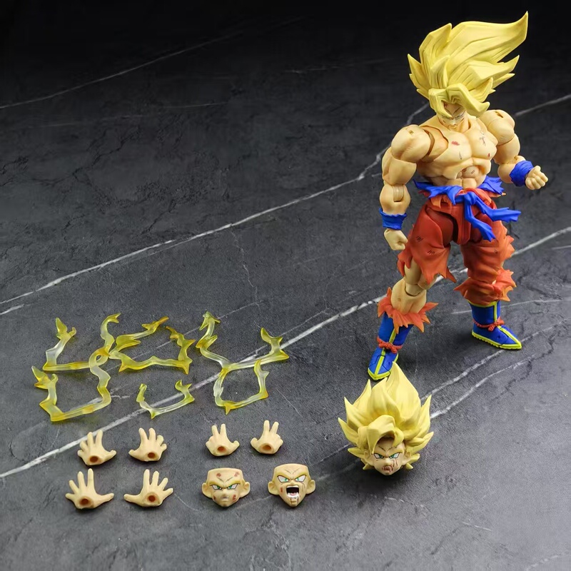 In-Stock N&T Dragon Ball Shf Super Saiyan Weekly Color Goku Battle-Damaged 3.0 Bare Body Movable Model Toy