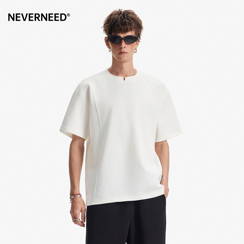 Neverneed Small V-Neck Short-Sleeve T-Shirt for Men and Women, Summer American Cleanfit Couple Patchwork Deconstructed Top, Trendy Neverneed Small V-Neck Short-Sleeve T-Shirt for Men and Women, Summer American Cleanfit Couple Patchwork Deconstructed Top, Trendy