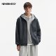 NEVERNEED American cleanfit sudadera con capucha para hombres y mujeres boxy short doble cremallera contraste cardigan chaqueta