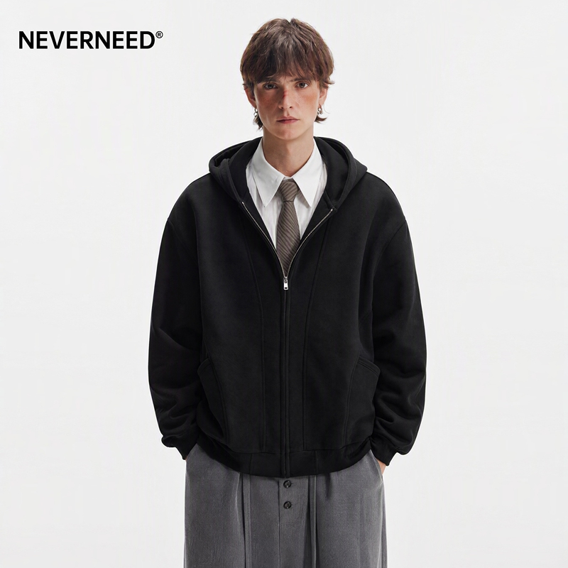 Neverneed Heavyweight 400g Deconstructed Hooded Sweatshirt for Men and Women, Spring and Autumn Cleanfit Cardigan Short Jacket Neverneed Heavyweight 400g Deconstructed Hooded Sweatshirt for Men and Women, Spring and Autumn Cleanfit Cardigan Short Jacket
