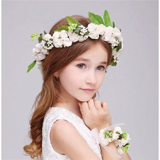 Bride and bridesmaid flower headgear ring children's stage performance wreath head ring jewelry head flower hair accessories bracelet hand flower