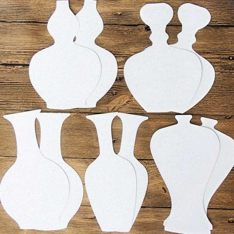 Hand-painted hand-made materials Kindergarten white bottom color hard cardboard vase mold DIY blue and white porcelain creativity