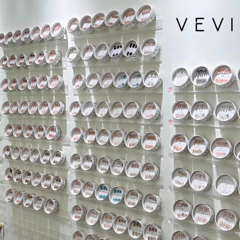 Wall-Mounted Acrylic Display Rack for Nail Polish, Nail Gel, and Nail Art Supplies in Nail Salons