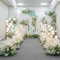 Mori White hipster Wedding Floral Wedding Stage Background Arch Decoration Road Introduction Flower Road Flower Point Flower Point Flower