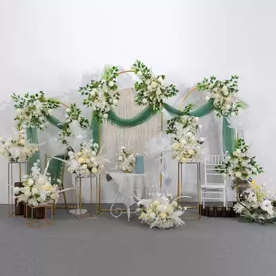 Wedding props scene arrangement props Mori wedding stage decoration iron arches row flower table road to attract fake flowers