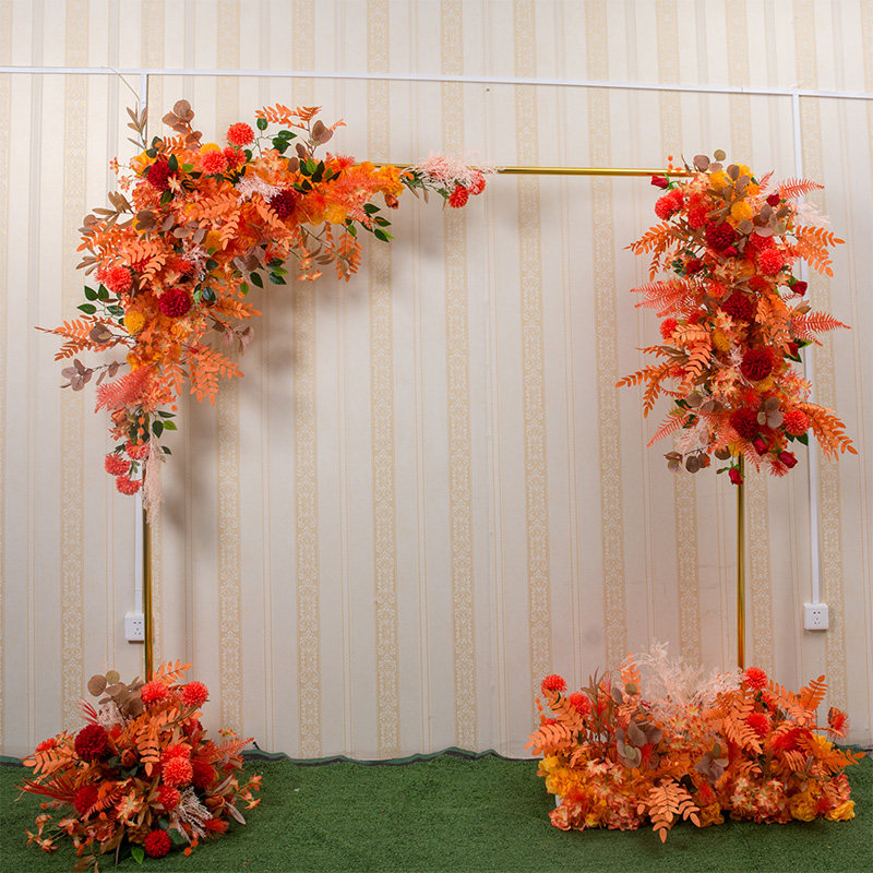 Wedding decoration Simulation triangle flower row Right angle hanging flower corner flower Wedding stage welcome area scene decoration fake flower