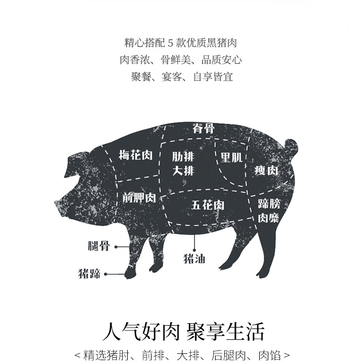 网易味央 300天慢养黑猪肉 聚享肉香款 5份套餐 净重1750g 图5
