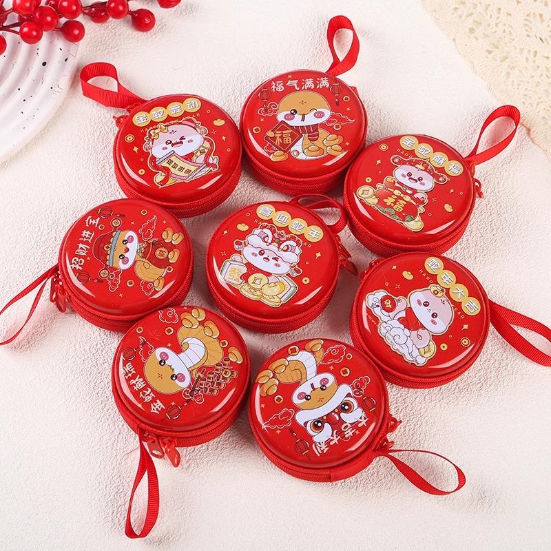 2025 New Year's Day Year of the Snake Cute Tinplate Cartoon Coin Purse Coin Bag Children's Student Creative Spring Festival Gift Box