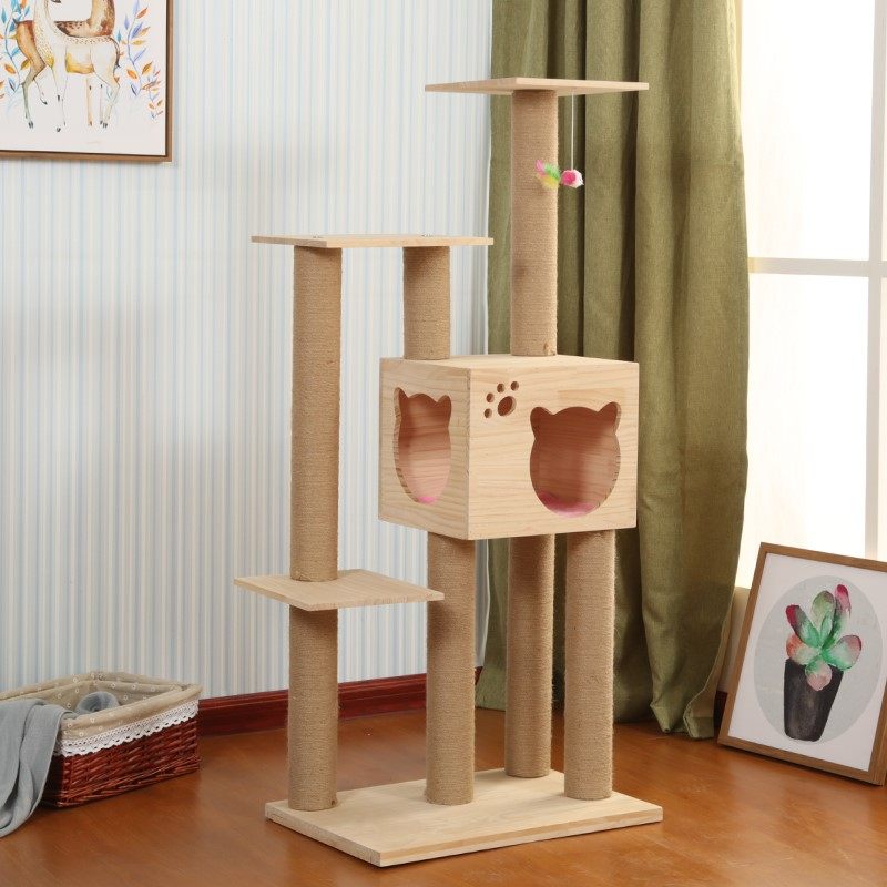 Environmentally friendly large solid wood cat climbing frame cat litter cat toy cat tree cat scratching board sisal cat scratching post cat climbing frame