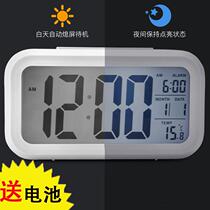 Intelligent smart digital bell mute student luminous alarm clock bedroom headboard with watchband temperature greed electronic desk clock