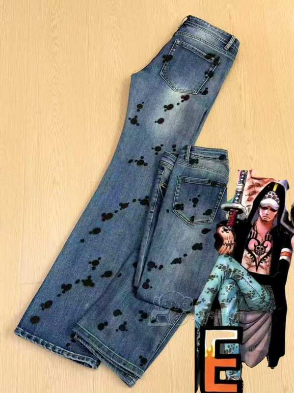 Trafalgar Law Denim Heavy-Duty Digital Direct Print Clothing, Everyday Slim-Fit Unisex Style, Trafalgar Law One Piece