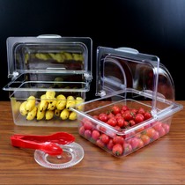 Flip transparent pickles display box trial box with lid buffet fruit plate cold meal cooked food preservation box high temperature resistance