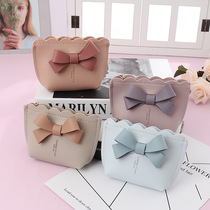 New college style bow PU mini wallet Multifunctional portable coin storage bag Zipper coin purse