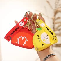 Fashion silicone coin purse creative cute face fruit key bag wrist lanyard bag pendant earphone bag coin bag