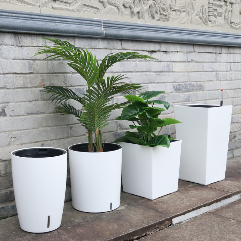 Nordic Style Water-Storing Round Outdoor Living Room Plastic Pot with Automatic Watering and Water Absorption, Lazy-Person Plastic Flower Pot, Green Plant Pot Nordic Style Water-Storing Round Outdoor Living Room Plastic Pot with Automatic Watering and Water Absorption, Lazy-Person Plastic Flower Pot, Green Plant Pot
