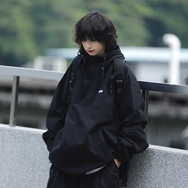 Ayudai Original Waterproof and Windproof Japanese-Style Hooded Pullover Jacket Half-Zip Unisex Casual Outdoor Jacket