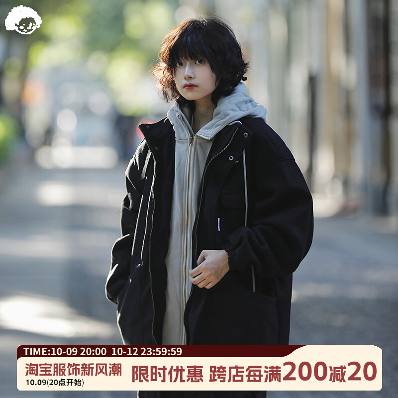 AÜnerd STAYFISH JAPAN Autumn Winter Tandem Hat Fake two cotton clothes male weaters jacket lovers Mao's coat women-Taobao