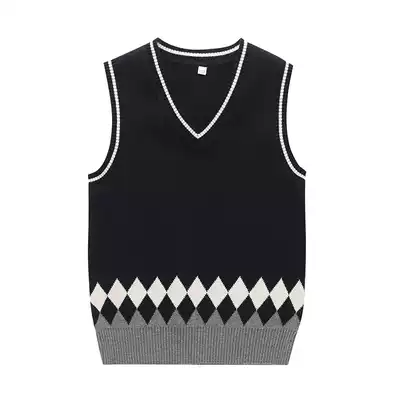 Primary and secondary school uniforms kindergarten uniforms Spring and autumn English school uniforms Tibetan diamond-shaped plaid vest sweater