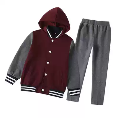 Primary and secondary school uniforms college wind zao hong navy blue hooded baseball uniform British kindergarten yuan fu spring and autumn suit