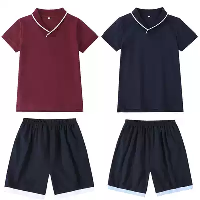 Primary and secondary school uniforms, college style, British style, jujuhong, Tibetan green lapel, short-sleeved summer kindergarten Garden clothing summer
