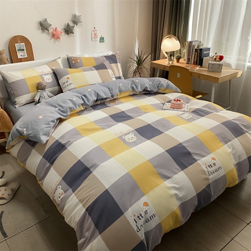 Cotton pure cotton printing four-piece set 2021 new trendy cartoon girl small fresh skin-friendly can sleep naked bedding