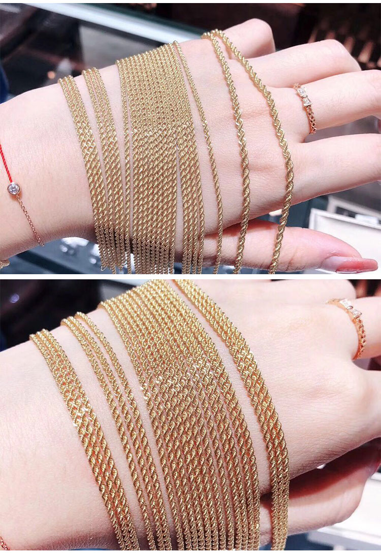 Vòng tay dây thừng vàng 18k Au750 màu vàng xoắn vòng đeo tay vàng thời trang vàng hồng vòng chân vàng tím để gửi bạn gái - Vòng chân lắc chân nữ bạch kim