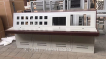 Command center piano button console embedded computer console inclined control cabinet double monitoring table cabinet