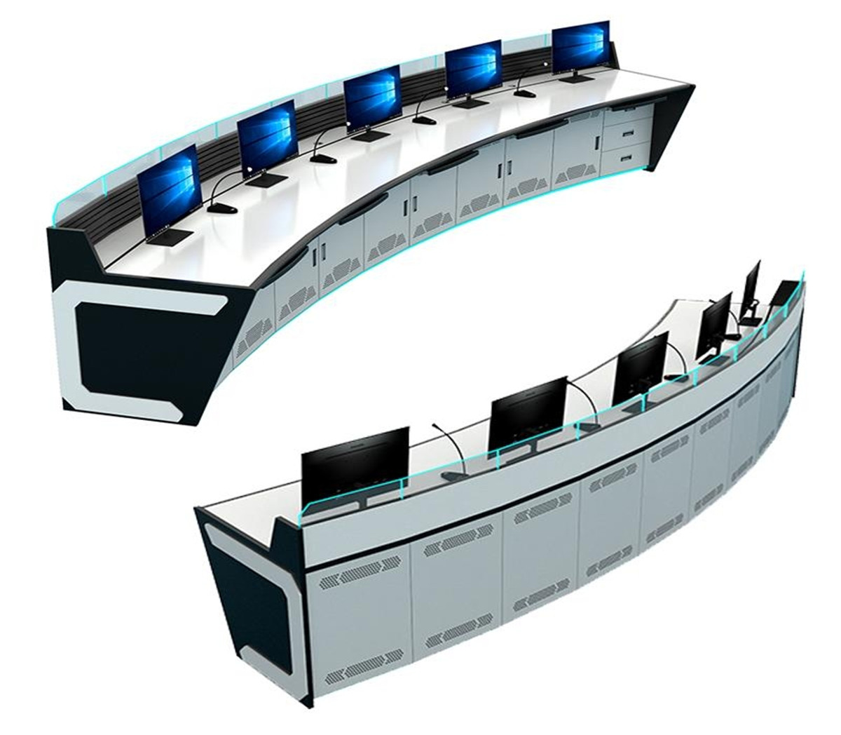 Monitor operating desk Luxury Command Center Arc Control Desk Guidance Front Desk U Shape Computer Desk Five Lianz Multiunion 
