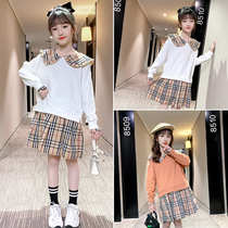 Girl autumn dress 2020 new foreign style little girl Korean doll collar fake two children Princess dress tide