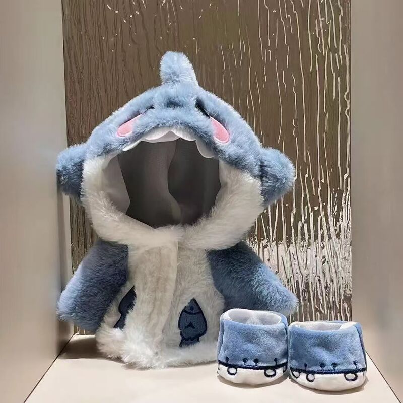 30cm Doll Clothes Cotton Doll Shark Hooded Plush Coat Plush Toy Doll Pajamas for Men and Women