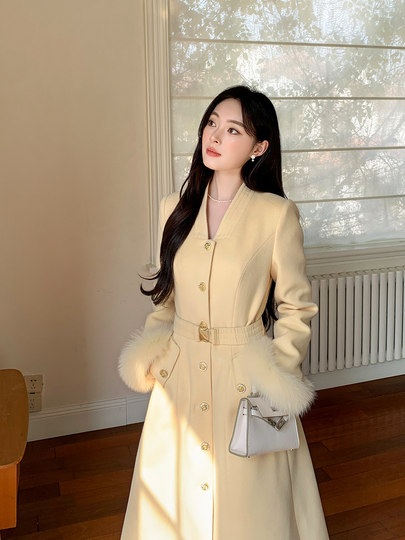 Новая зимняя куртка GERTCOREL2025 во французском стиле с мехом лисы и гусиным пухом, длинный теплый пуховик для женщин