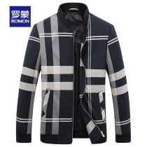 Romon Plaid Jacket Mens Korean Style Autumn Casual Top Casual Mens Baseball Wear Fashion