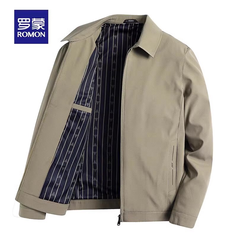 Romon Middle-Aged and Elderly Men's Jacket Spring and Autumn 2026 New Business Casual Executive Jacket Men's Lapel Cadre Uniform