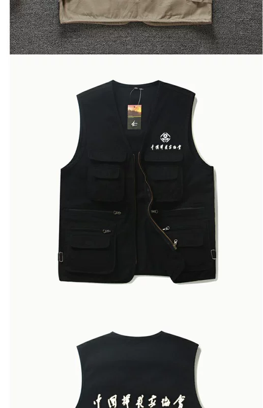 Quốc gia Địa lý Nhiếp ảnh áo vest Hiệp hội Nhiếp ảnh gia Trung Quốc Áo vest mùa hè cotton nhiều túi nam vest đa vai khoác vest nam