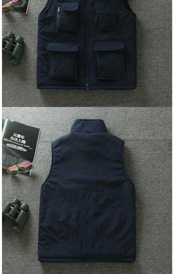 SF Express vest mùa thu và mùa đông cotton vest nam và nữ nhiều túi vest vest thủy triều cộng với áo nhung ấm áp áo khoác lông