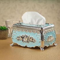 Enamel high-end tissue box drawing box Nordic style home living room creative European luxury light luxury retro