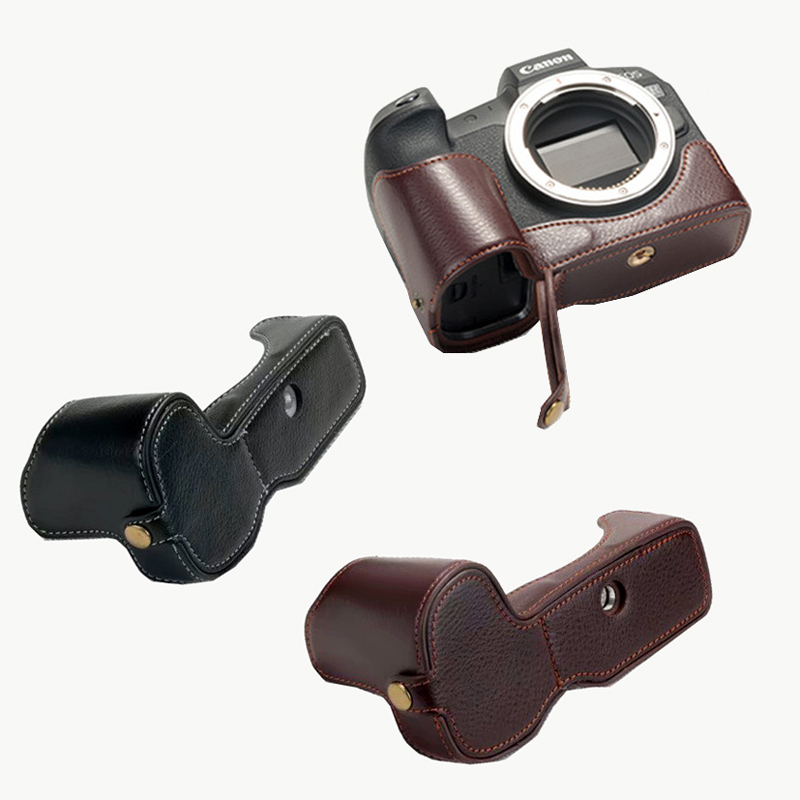 Suitable for Canon EOS R micro-single camera leather case camera bag protective sleeve half set wrist rope base genuine leather