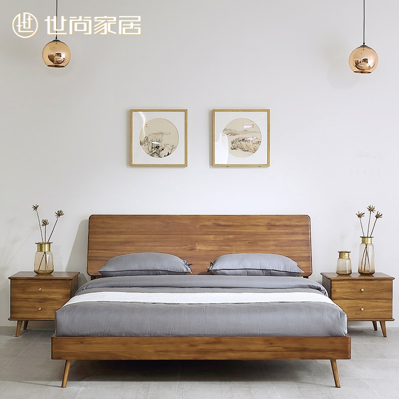 Shishang Yaxuan all solid wood bed 18 meters ebony wood modern minimalist Nordic master bedroom double bed wedding bed furniture