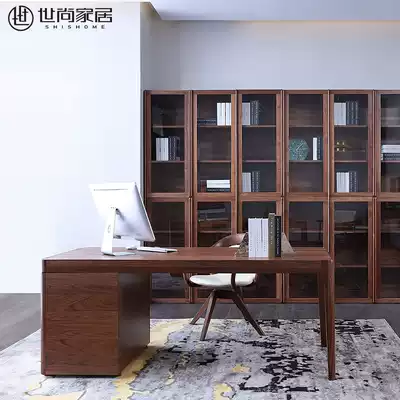 Shishang Yaxuan desk combination black walnut wood desk simple modern writing computer desk solid wood desk