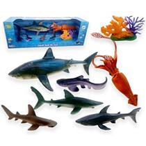 Simulation solid childrens marine animal toy model seat Tiger whale shark seal ray fish model boy gift box