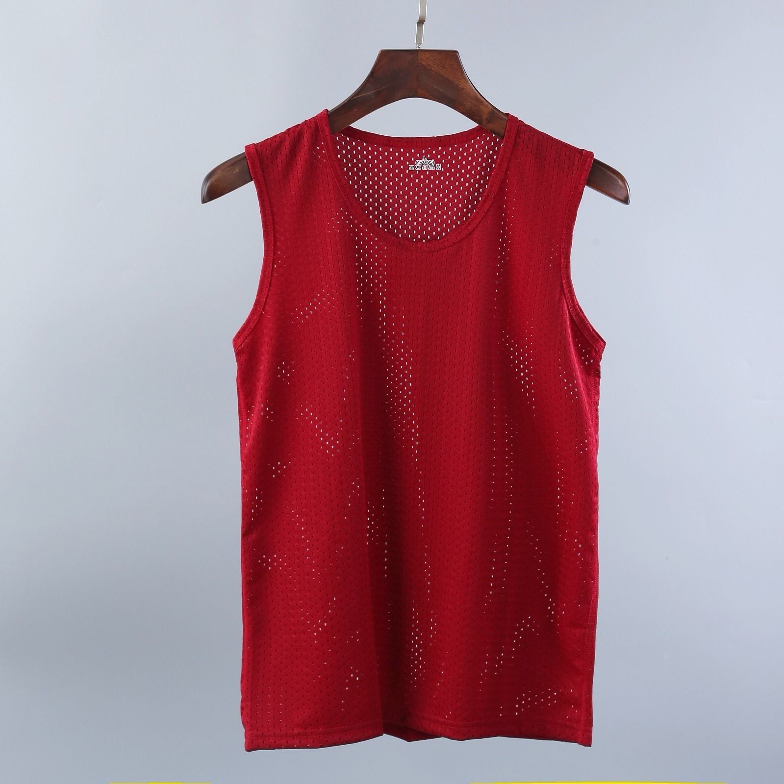 lưới đỏ Net vest nam sport thở rỗng không khí tốc độ băng khô lụa mùa hè tay áo thun rộng gánh vác mỏng.