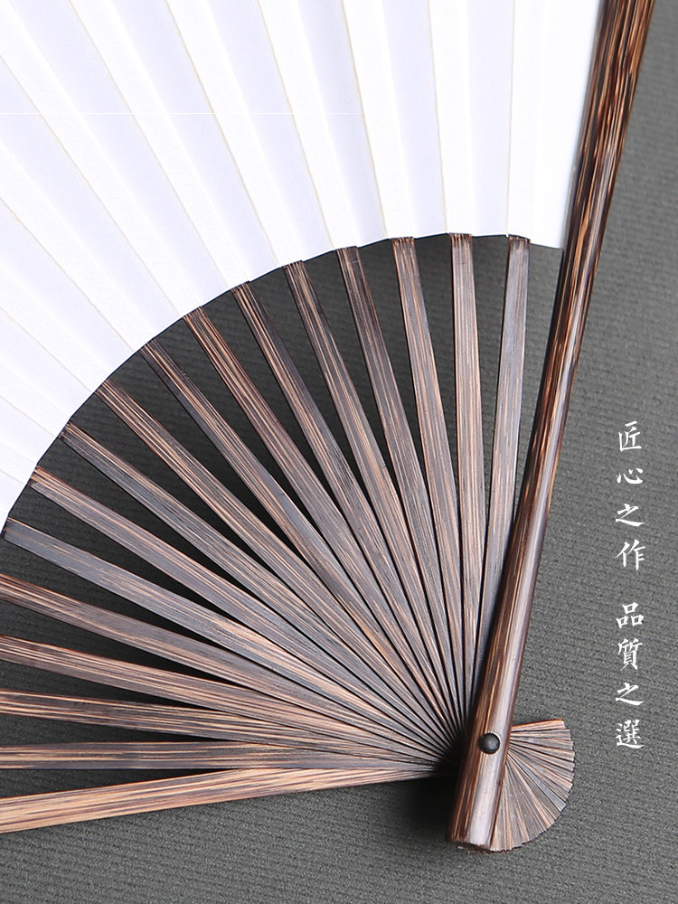 7-9.5inch Wenwan All-Bamboo Folding Fan, Guanyin Bamboo, Unisex, for Handling and Collecting, Rice Paper Suzhou Craft Fan Surface, Chinese Style
