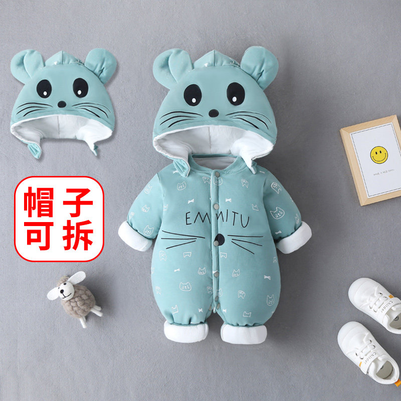 Baby jumpsuit cotton newborn clothes autumn and winter outing set baby girl autumn dress winter clothes men warm thick